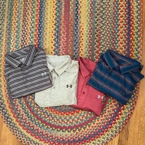 Under Armour Men's Polo Shirt Trio - Black, Gray, Pink, Blue